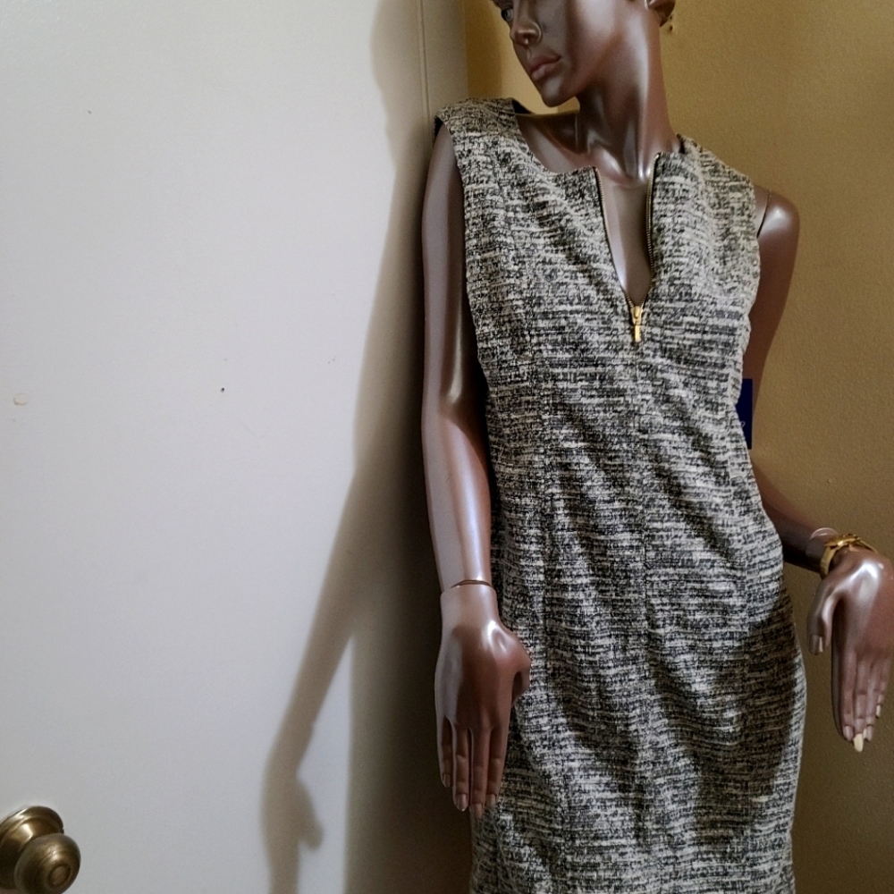 B&W Zip Front Boucle Dress Apt 9 Medium
